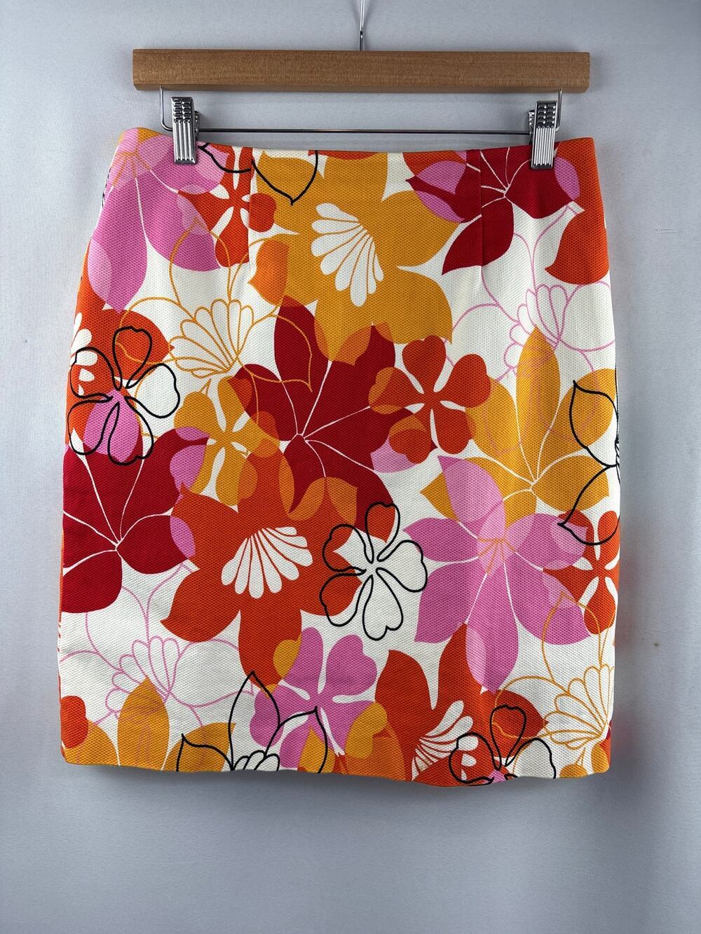 Women’s Grace Dane Lewis Size 10 Pink, White & Orange Floral Pencil Skirt